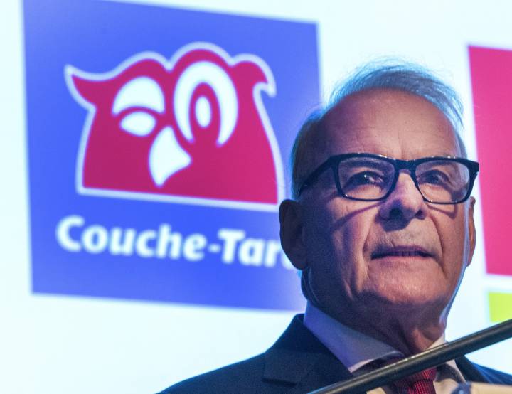 Couche-Tard founder and Chairman Alain Bouchard speaks to shareholders the company’s annual meeting on Sept. 18, 2019 in Laval, Que.