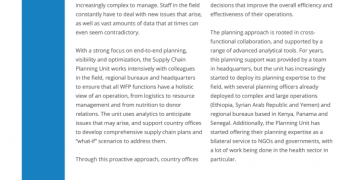 WFP Supply Chain Planning Factsheet (November 2019) – World