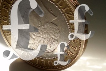 Pound signs over coin