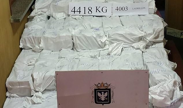 Police in Uruguay seize 5.9 tons of cocaine worth $1.3 BILLION that was packed in cargo containers