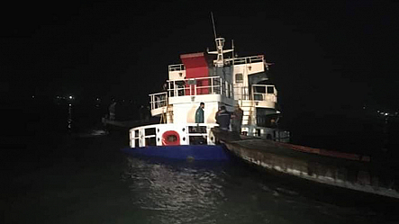 Clinker-laden cargo vessel collides with a launch in Kirtankhola River