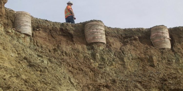 Train service suspended for weekend bluff repairs