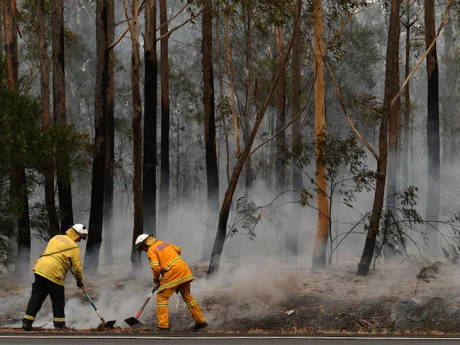 NSW firefighters battle a blaze.
