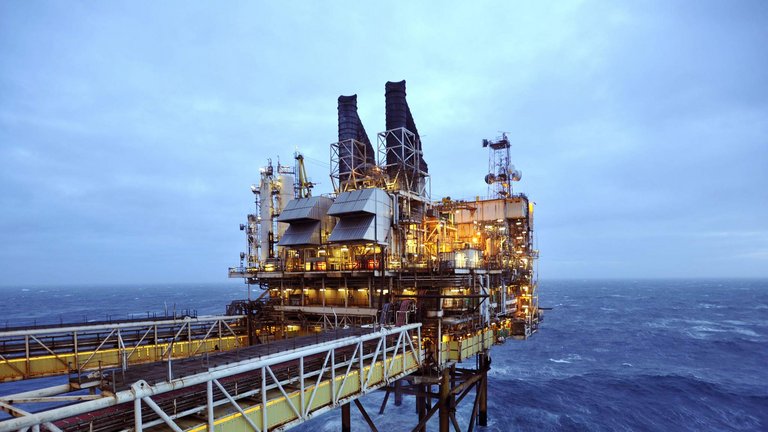 A section of the BP Eastern Trough Area Project oil platform is seen in the North Sea, around 100 miles east of Aberdeen