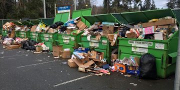 Post-Christmas clutter left at Campbell River Sportsplex recycling depot