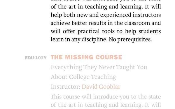 “The Students Are the Material”: David Gooblar and the Art of College Teaching