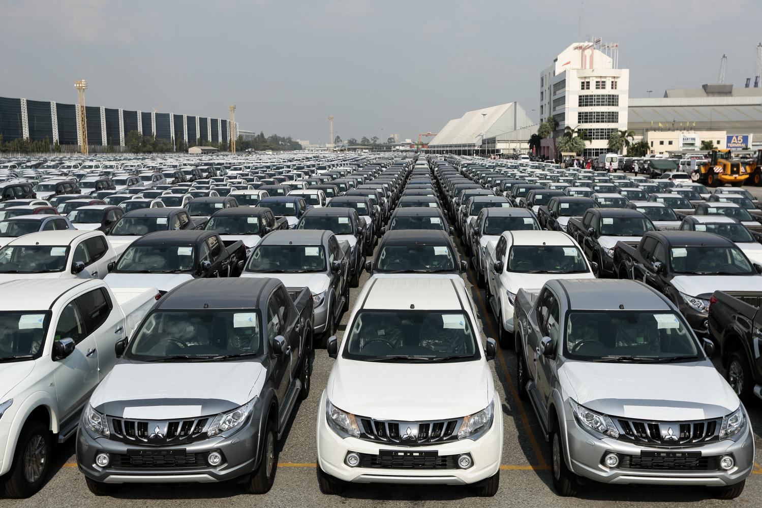 Cars await shipment at Laem Chabang port in Chon Buri province. Patipat Janthong