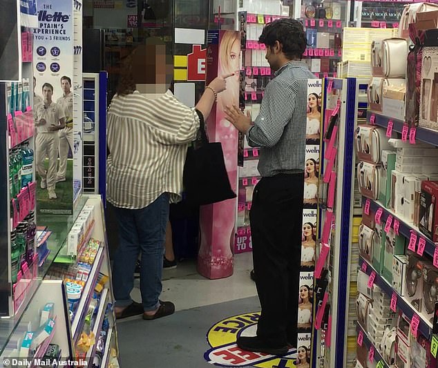 In the same block, Daily Mail Australia witnessed a customer swearing at Chemist Warehouse staff after she was told they would no longer be offering refunds under new COVID-19 rules. After threatening to take them to the Australian Competition and Consumer Commission, the woman standing next to her teenage son aggressively pointed at a security guard and another man who deals with customers
