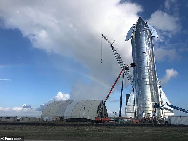 Starship (pictured) has made leaps throughout the past year after successful test of its precursor, Starhopper. The company hopes to conduct a 12-mile-high test flight later this year