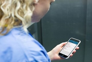 Nurse using smartphone