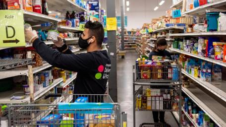 Stop & Shop employees prepare customers' orders for