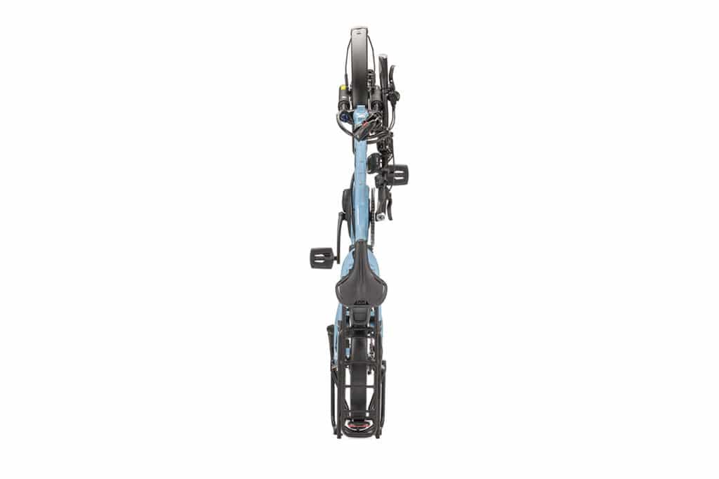 The handlebars can be folded for between-ride transport in the trunk of a car.
