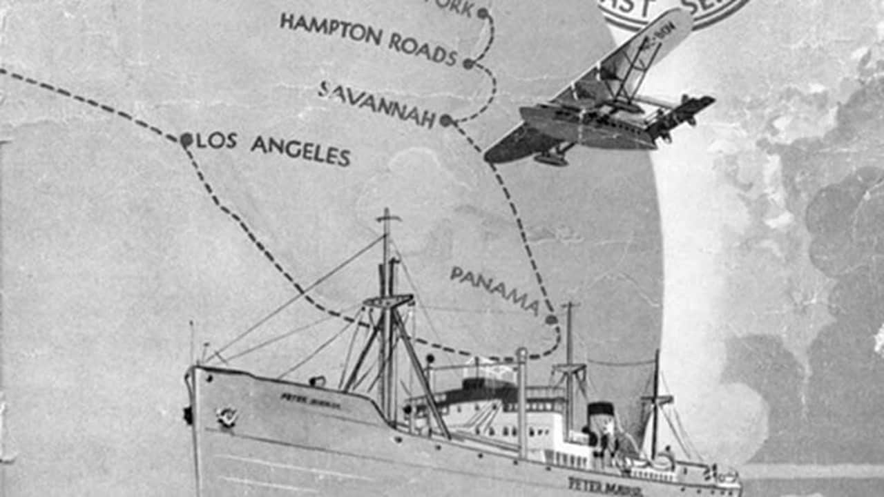 A stylized view of the route of the first ship in the Maersk Lines' fleet.  (Photo: A.P. Møller - Mærsk)