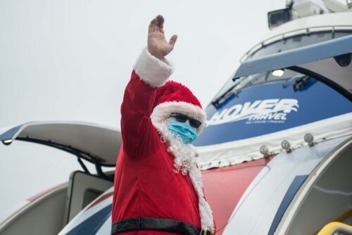 Father Christmas visits Hovertravel - media