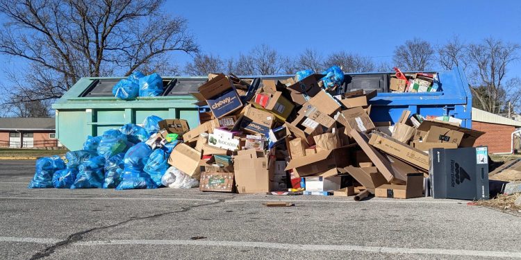 Local recycling drop off sites overflowing with Christmas day trash