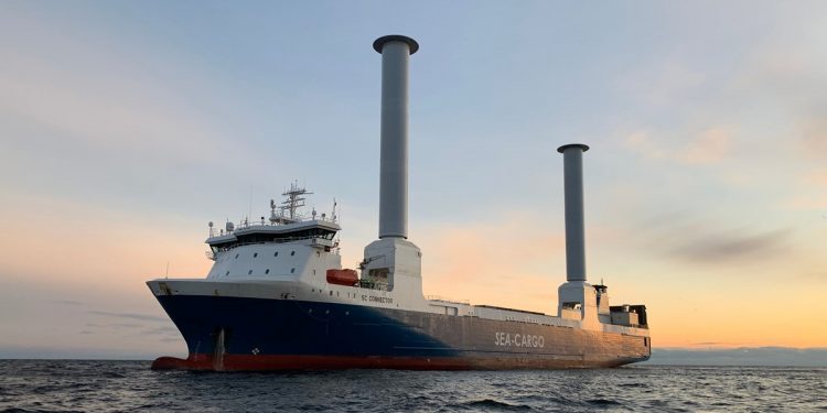 Norsepower installs tiltable composite rotor sails on Sea-Cargo RoRo