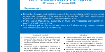 Somalia: Joint Market and Supply Chain Update, 03rd January — 10th January, 2021 – Somalia – ReliefWeb