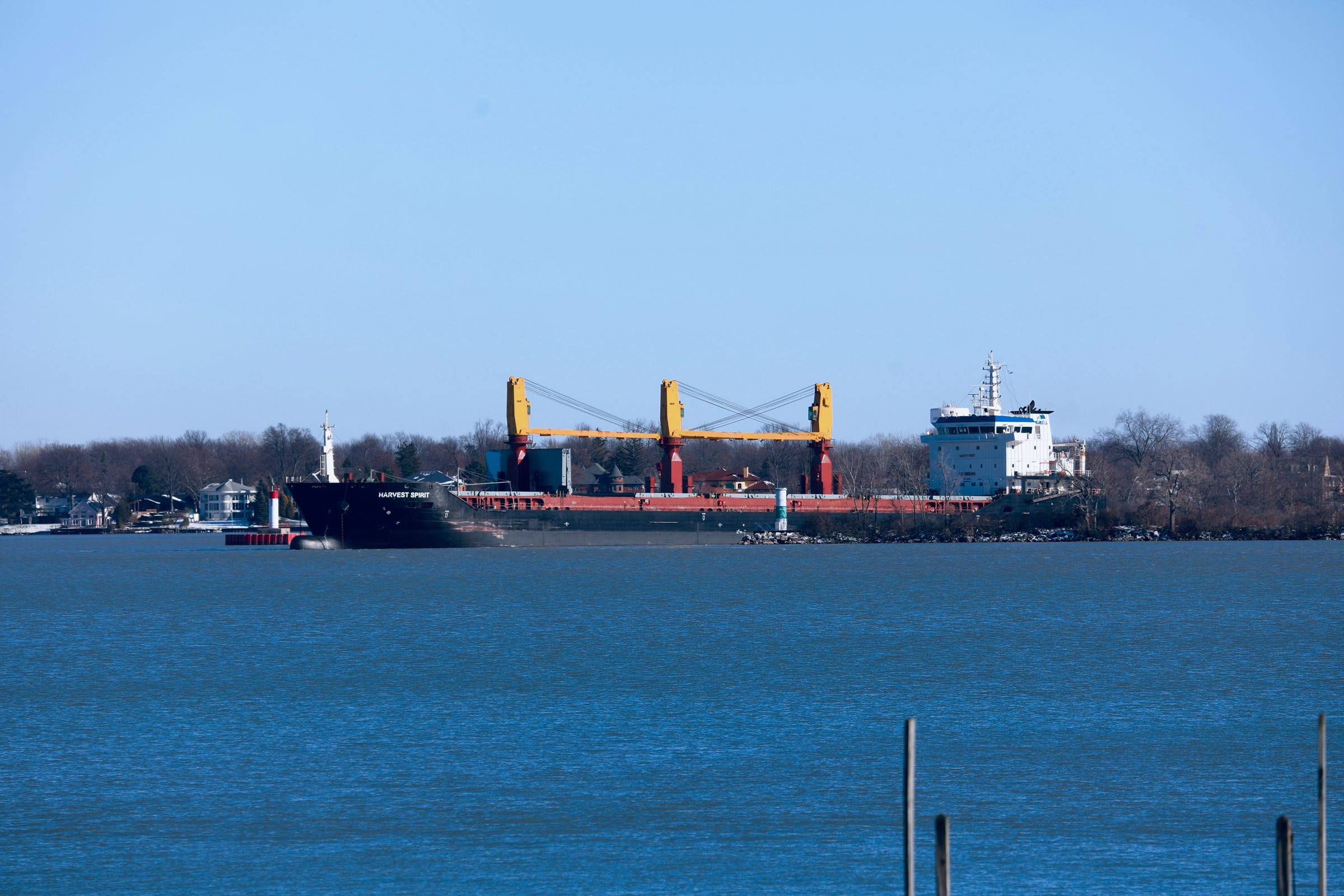 The Harvest Spirit freighter ran aground in the river's Livingstone Channel in the lower Detroit river near Grosse Ile, Mich. on Dec. 2 , 2020.
