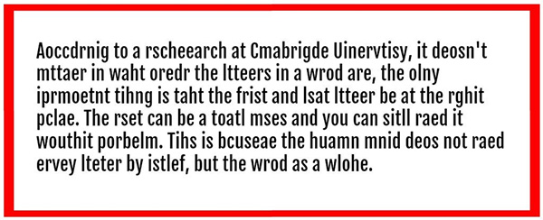 text with mixed letters