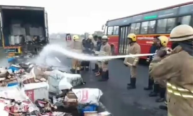 Cargo van with garments from Tirupur catches fire in Chennai