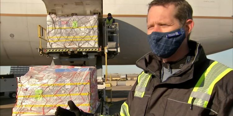 How United cargo planes transport COVID-19 vaccine