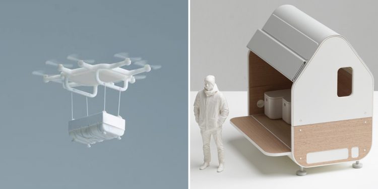 This mobile cabin comes with it’s own cargo drone delivery service that saves the local environment from destruction!