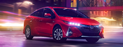 2021 Toyota Prius Prime red side view at night