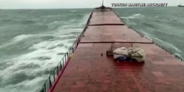 Cargo ship breaks in two and sinks, killing 3