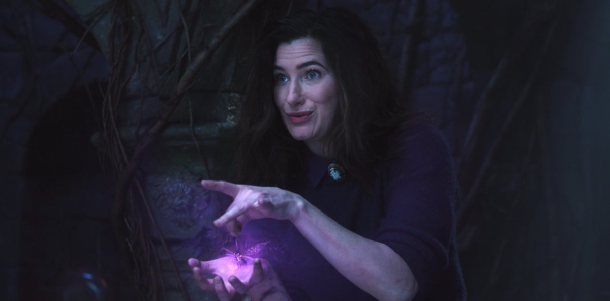 Agatha casting a spell on a bug in WandaVision