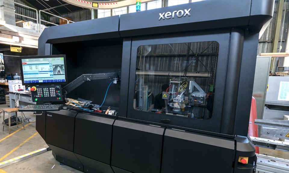 The Xerox metal 3D printer is set up for use in its first installation.