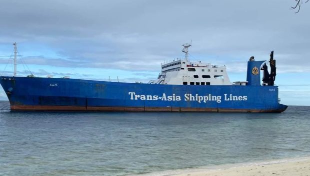 Cargo vessel runs aground in waters off Cabilao Island in Bohol