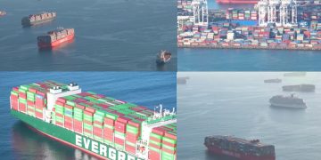 New video shows massive scope of California box-ship traffic jam
