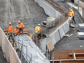 Construction along the Trillium Line O-Train South Extension at the Walkley station on Friday.